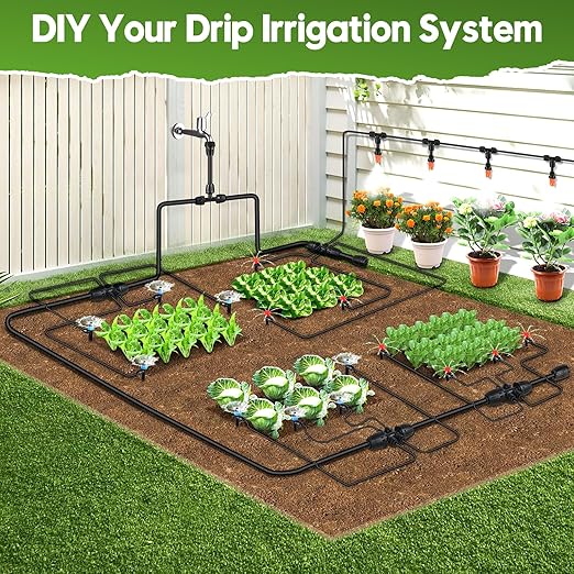 240FT Drip Irrigation System for Garden, 2026 Upgraded Quick-Connect Automatic Garden Watering System with 1/2" & 1/4" Tubing and Adjustable Nozzle Emitters for Greenhouse, Yard, Lawn, Raised Bed