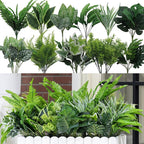 Green Moon 14 Bundles Artificial Plants Outdoor, Faux Plants Outside UV Resistant Fake Greenery Shrubs for Home Planter Garden Patio Front Porch Yard Decor