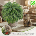 50" Fake Ferns Bush Plants with 96 Frond, 2 Faux Ferns for Outdoors Planter Large Garden Porch Entrance Balcony Windowsill Home Decor