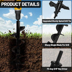 4x16 Upgraded Post Hole Auger - Auger Drill Bit for Planting,Spiral Drill Bit for Planting-Heavy-Duty Spiral Blade Garden Drill Bit for 3/8" Hex Drive Drill