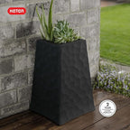 Keter Stone Tapered Planter Set of 2, Tall 26.4‑Inch Resin Outdoor Flower Pots with Stone‑Look Finish and 12.2‑Gallon Capacity, Graphite