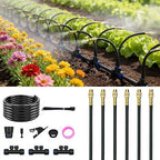 Drip Irrigation System for Garden, Automatic Watering System with Adjustable 360° Copper Spray Nozzles, DIY Drip Irrigation Kit for Yard, Lawn, Greenhouse, Raised Beds & Potted Plants (20FT)