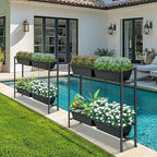 CADUKE Raised Garden Bed, Garden Raised Planter Box with Legs, 32" Elevated Vegetable Garden Beds with Drainage Holes & Trellis, Herb Garden Planter Outdoor for Vegetables, Balcony, Patio, Black