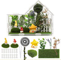 Jumping Spider Enclosure, Acrylic Cabin Terrarium with Sloped Roof & Magnetic Front Door, for Arboreal Pets, Mantis, Small Reptile Habitat (Green, L 7.9",W 3.9",H 5.9")