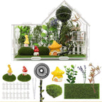 Jumping Spider Enclosure, Acrylic Cabin Terrarium with Sloped Roof & Magnetic Front Door, for Arboreal Pets, Mantis, Small Reptile Habitat (Green, L 7.9",W 3.9",H 5.9")