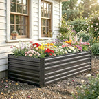 Outsunny Galvanized Raised Garden Bed Kit with Reinforcing Bars, Large and Tall Metal Planter Box for Vegetables, Flowers and Herbs, 6' x 3' x 2', Dark Gray