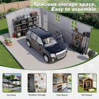 Polar Aurora 12x20 FT Outdoor Storage Shed, Large Garden Shed with 2 Windows & Lockable Doors, Garage Car Shelter with Side Door & Air Vents for Backyard Garden Patio Lawn, Cars Trucks Boat, Black