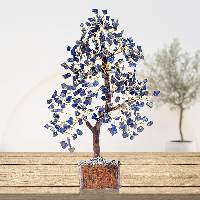 Lapis Lazuli Crystal Tree for Wisdom & Truth Décor for Home and Office | Handmade Bonsai for Communication & Clarity of Thought | Perfect Insight Gift for Loved Ones