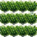 TURNMEON 20 Bundles Artificial Greenery Plants Outdoor Spring Summer Decor, UV Resistant Fake Plants Boxwood Shrubs Grass,Faux Eucalyptus Flowers for Farmhouse Gardens Home Patio Indoor Outdoor(Green)