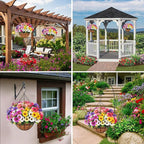 Ouddy Decor Artificial Hanging Flowers with Basket, Fake Silk Hanging Flowers in Coconut Lining Basket Faux Hanging Plants for Outdoor Indoor Spring Garden Porch Patio Balcony Home Decor, Multicolor