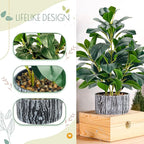 Der Rose Fake Plants Artificial Plants Indoor with Black and White Striped Pots for Room Home Bathroom Bedroom Kitchen Decor