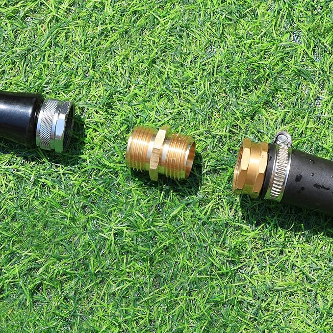 Garden Hose Fittings Connectors Adapter Solid Brass Repair double male to male faucet leader coupler dual water hose connector(3/4" GHT Double Male) (6-PCS)