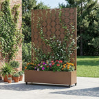 Casaphoria Metal Raised Garden Bed with Trellis and Wheels, 72"x47"x16" Arched Planter Box for Climbing Plants, Vegetables & Vines, Features Drainage Holes and Privacy Screen, Brown-Square