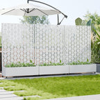 Casaphoria Metal Raised Garden Bed with Trellis and Wheels, 72"x47"x16" Arched Planter Box for Climbing Plants, Vegetables & Vines, Features Drainage Holes and Privacy Screen, White-Square