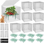 8 Set Strawberry Supports with Wire Plant Protectors from Animal 2 x 12 Inch Metal Garden Protection Cage for Strawberries Vegetables Shrubs Rabbit Proof Cage Set for Outdoor Garden