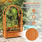 HAPPYGRILL Raised Garden Bed with Trellis, Wooden Elevated Planter Box w/Ached Roof & Detachable Bottom Panels, Liner, Drainage, Indoor Outdoor Wood Planter for Climbing Plants Vine Flower (1)