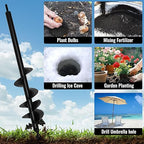 4"X25" Auger Drill bit for Planting,Double Blade Heavy Duty Garden Auger Post Hole Digger-3/8 Hex Drive Drill, for Planting Bulb & Bedding Plant