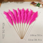 Premium Faux Hot Pink Pampas Grass – 55" Tall Ultra-Fluffy 24-Branch One-Piece Stems No Assembly, Luxury Silk-Feel Feather Flowers for Boho Wedding Girls Room Home Decor (Fuchsia, 8 Stems)