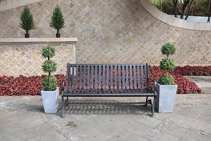 ALL SEASON GREEN 2 Pack 3ft Artificial Outdoor Boxwood Topiary Trees, UV Resistant Triple Ball Shape Fake Plants