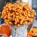 Artificial Flowers Outdoor Shrubs - Fake Plants UV Resistant No Fade Faux Plastic Greenery Home Garden Porch Patio Decoration Office Indoor (Orange)