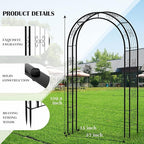 Arbuxzuy 102in Steel Garden Arch Arbor Trellis for Climbing Plants Outdoor,Yard,Wide Sturdy Durable Garden Arch for Lawn,8.5ft Climbing Plants Decorative Wire Lattice,Outdoor Wedding Arch(Black)