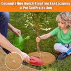 10 Inch Coconut Fiber Mulch Ring, 3 Pcs Tree Protector Mats, Coco Coir Mulch Mat Tree Guards, Plants Disc Soil Cover for Landscaping and Indoor Outdoor Gardening Pot