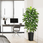 Artificial Dracaena Tree - 5FT Tall Fake Plants with Black Square Planter - Artificial Plants Indoor Floor Plant in Pot - Large Tropical Fake Yucca Potted Tree for Home Office Living Room Decor