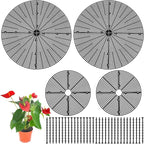 Newtay 4 Pcs Plant Pot Grid Soil Protector Covers Cuttable Flower Protector from Animals Cat Squirrel Digging Stopper Plant Pot Cover with Stake for Indoor Outdoor Gardening (20.5 +11.8 Inch,Black)