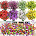 SHareconn 24 Bundles Artificial Flowers for Outdoors Decoration, Faux Plants Fake Silk Colorful Daisy Eucalyptus Lavender, UV Resistant for Outside Home Porch Indoor Spring Decor, RedPurpleYellowWhite