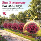 PATIO CHOICE Topiary Trees Artificial Outdoor Boxwood Ball Trees with Ground Spike Set of 2 22" Fake Outdoor Plants Faux Bushes and Shrubs Decorations for Outdoor Indoor Front Porch Garden