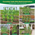 51" x 53" Cucumber Trellis for Raised Bed, A-Frame Garden Trellis for Climbing Plants Outdoor, Rust-Proof Metal Support for Tomato, Peas, Beans, Zucchini & Vines, with Netting & Clips