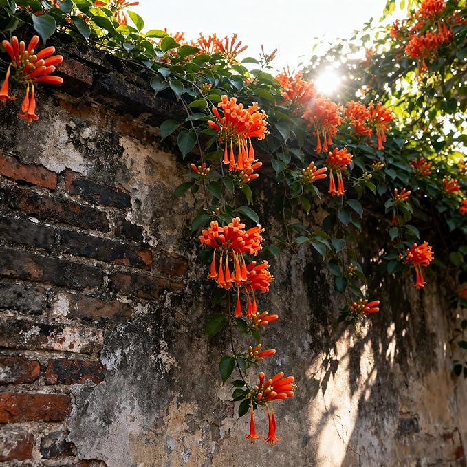 Flame Vine Plant Seeds, 100+ Climing Firecracker Vine Seeds Attracts Pollinators, Heirloom Pyrostegia Venusta Flower Seed for Garden Home Outdoor