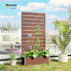 Outsunny Raised Garden Bed with Trellis for Climbing Plants, Planter Box with Self Draining Gap, Freestanding Trellis Planter for Outdoor, Patio, Deck, 35.75" x 15" x 70.75", Light Brown