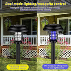 Qualirey 4 Pcs Solar Bug Zapper Waterproof Mosquito Killer Solar Light Power Repellent Lamp for Moth, Gnat, Fly, Small Flying Insect Indoor Outdoor Garden Patio, Purple & White (Plastic, Black)