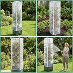 2 Pcs Garden Bird Netting Plant Cover for Square Tomato Cage, 78.7" x 21.6" Insect Bird Barrier Tomato Cage Net with Zipper & Drawstring, Tomato Trellis Netting Protection Cover for Protecting Plants