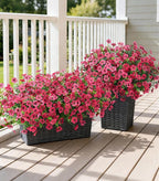 Ivydale Artificial Flowers for Outdoor 24 Bundles Fake Mums with Eucalyptus Leaves UV Resistant Silk Faux Daisy Flower Plant for Outside Home Porch Patio Window Box, Rose