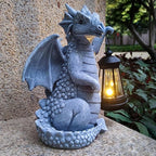 Solar Dragon Garden Statue Decoration with Solar Lantern,Dragon Figurine Lights Outdoor Décor for Yard，Lawn ,Patio, Balcony, Unique Housewarming Ornament