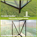 6x4 FT Greenhouse for Outdoors, Polycarbonate Greenhouse with Quick Setup Structure and Roof Vent, Aluminum Large Walk-in Green House for Outside Garden Backyard, Dark Gray