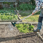 BARAYSTUS Rotary Cultivator Garden Rotary Tiller Adjustable Stainless Steel Poles Hand Tiller for Soil Mixing or Reseeding Grass Lawn Tiller Total Length 57 Inch