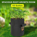 Potato Grow Bags, 2-Pack 15-Gallon Grow Bags with 2 Flaps and Reinforced Handles, Heavy-Duty Thickened 500G Aeration Fabric Pots for Potatoes, Tomatoes, Flowers, and Vegetables