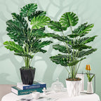 Der Rose 2 Pack 28" Fake Plants Large Artificial Monstera Faux Plants Indoor with White and Black Pots for Home Office Living Room Decor