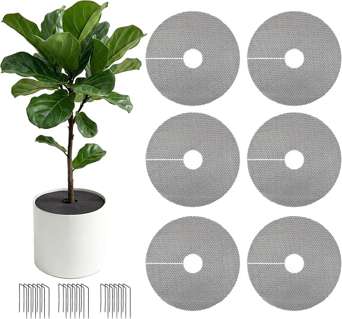6 Pack 11.8" Cuttable Plant Pot Grids with 18 Stakes, Soil Cover & Cat & Animal Digging Stopper for Indoor Outdoor Garden Plants