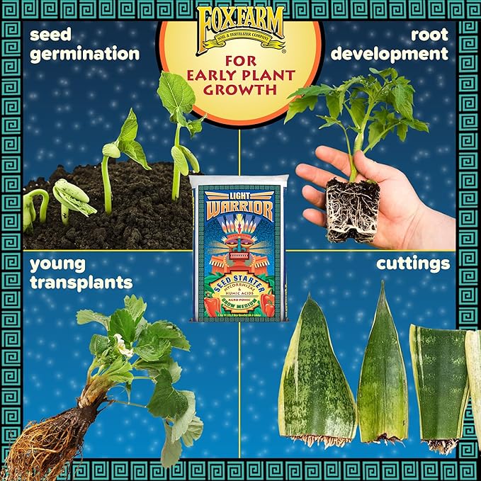 FoxFarm Light Warrior Seed Starter Growing Medium, 1cu ft (Pack of 4) - Beneficial for Seed Germination and Root Development, Indoor/Outdoor Cultivation - Ideal Nutrition for Plant Seedlings