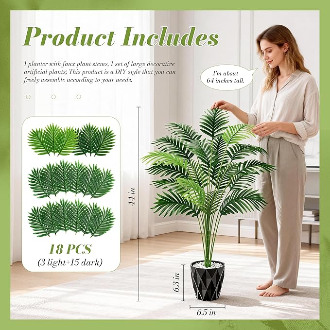 Der Rose 44" Artificial Palm Tree with Stable Base for Indoor Living Room Office Porch Balcony Decor