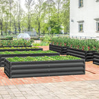 DWVO 2pcs 8 x 4 x 1 FT Raised Garden Bed Kit, Outdoor Galvanized Flower Bed with Safety Rubber and Gloves, Large Metal Planter Box for Vegetables, Flowers, Herbs, Fruits, Black