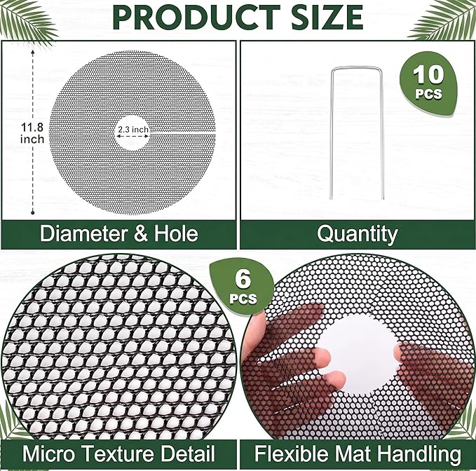 Livious 6 Pcs Plant Pot Grids Protectors from Cats,Squirrels Digging and Animals,11.8 Inch Cuttable Plant Pot Soil Covers for Outdoor Indoor,Adapts to Different Pot Sizes