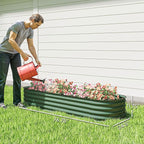 Outsunny 6.5' x 2' x 1' Galvanized Raised Garden Bed Kit, Outdoor Metal Elevated Planter Box with Safety Edging, Easy DIY Stock Tank for Growing Flowers, Herbs & Vegetables, Green