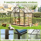 Wanan 6x4FT Greenhouses for Outdoors, Quick Assembly Polycarbonate Green House with UV Protection, Heavy Duty Windproof Aluminum Frame, Adjustable Roof Vent for Backyard or Outdoor Garden Use