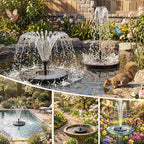 AISITIN 2.5W Solar Bird Bath Fountain Pump, Solar Fountain for Bird Bath with 6 Nozzles, 6.7" Solar Powered Water Pump for Garden, Ponds, Pool, Fish Tank, Aquarium and Outdoor