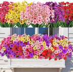 AmyHomie Artificial Flowers for Outdoors UV Resistant - 20 Bundles Fake Plants Outdoor, Faux Silk Flowers No Fade for Planters Garden Porch Window Box Patio Decoration (Mix Color)
